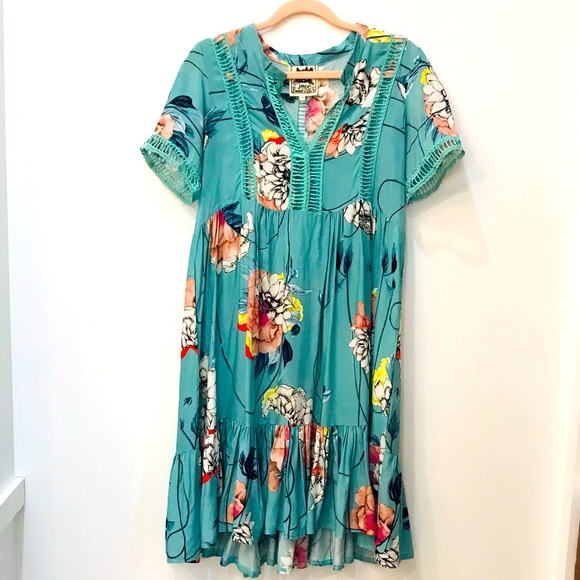 jaase blue dress Jaase Blue Floral Dress S